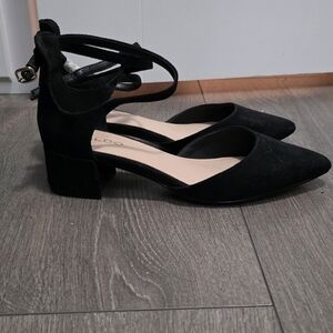 Aldo Black Suede Ankle Strap Heels